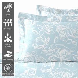 Pizuna Cotton Simply Floral Blue Printed King Size Oxford Pillow Cases 2 Pack, 100% Long Staple Combed Cotton King Size Pillow Cover, Sateen Weave King PillowCases 50x90 cm (Printed Pillowcases)