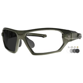 PHILLIPS SAFETY Photochromic Safety Glasses Q368 - Transition Safety Glasses for Indoor and Outdoor - Meet Ansi Z87 (Military Green)