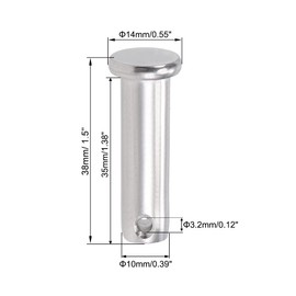 sourcing map Single Hole Clevis Pins - 10mm X 35mm Flat Head 304 Stainless Steel Link Hinge Pin 5Pcs