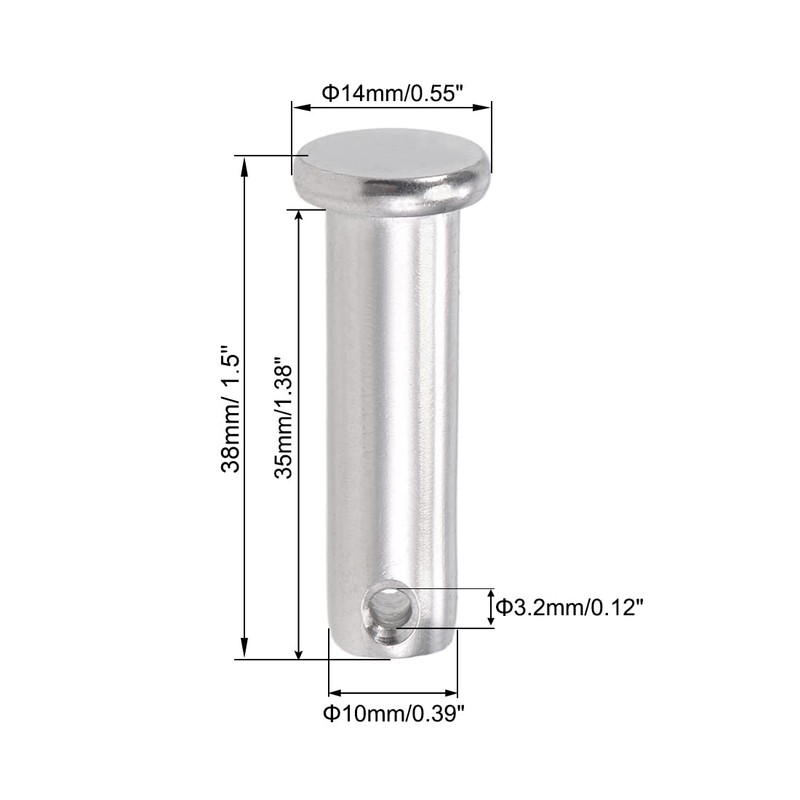 sourcing map Single Hole Clevis Pins - 10mm X 35mm
