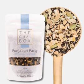 The Chai Box - Punjaban Party - Black Loose Leaf Tea w/Ginger, Fennel, Cardamom. Bold Taste, Bright Fragrance. Made in Small Batches using Single-Origin premium spices - 2.5oz