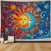 Sun and Moon Tapestry Boho Hippie Orange Red Blue Floral