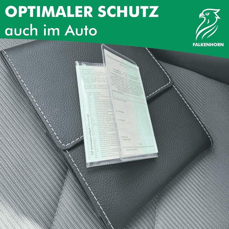Falkenhorn® Vehicle Registration Document Cover - Transparent Car Registration Document