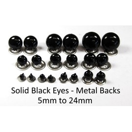 celloexpress 12mm Solid Black Safety Eyes with Metal Backs for Teddy Bear/Animal Soft Toy Making - Pack of 1 Pair