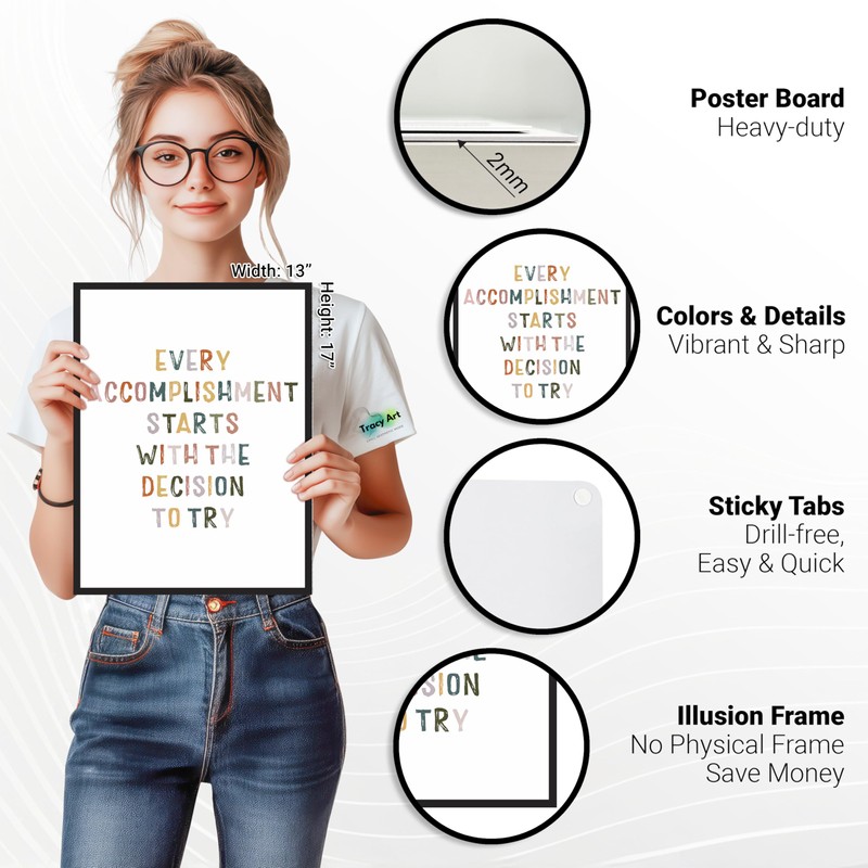 TracyArt Motivational Posters for Classroom, Every Accomplishment Starts With The