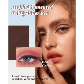 Waterline Gel Eyeliner Pencil, Coffee Brown Matte Waterproof Long Lasting Cream Eye Liner Pencil with Sharpener, Hypoallergenic Highly Pigmented Smudge-Proof Precision Eyeliner Makeup Pen for Women-02