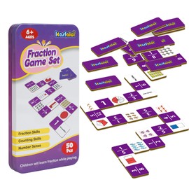 Kasfalci Fraction Dominoes Set,Math Games for Kids,Math Manipulatives,Counting Toys,Learning Games,Preschool Learning Activities,Homeschool Supplies,Kindergarten Classroom Must Haves,1st 2nd 3rd Grade