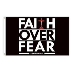 YERCHIC Faith Over Fear Flag 3x5ft Bible Scripture Verse Christian Banner for Garage Indoor Outdoor Room Man Cave Wall Decoration