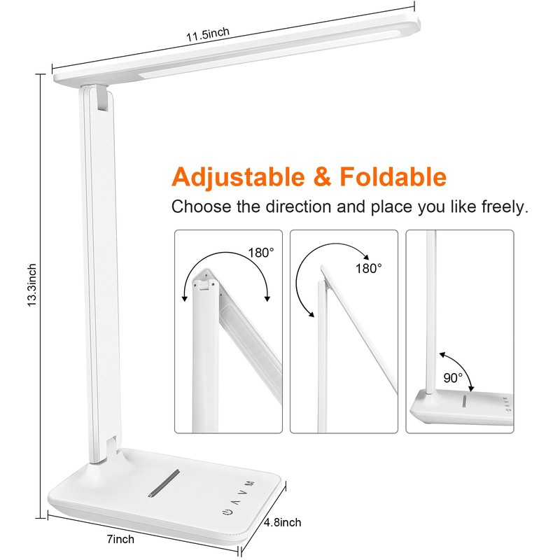 joyshie Desk Lamp Dimmable Table Lamp Reading Light with USB