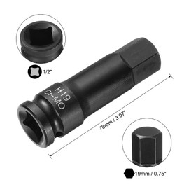 QUARKZMAN 19 mm Hexagonal Impact Wrench Bit Socket H19 1/2 Inch CR-MO Steel Phosphate Extend Hex Screwdriver Socket Adapter for Car Mechanics Work Repair Maintenance
