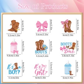 Boots or Bows Gender Reveal Decorations - Inisajace 36PCS Boots or Bows Cupcake Toppers Decoration Western Cowboy or Cowgirl Cupcake Picks Baby Shower Decor Supplies