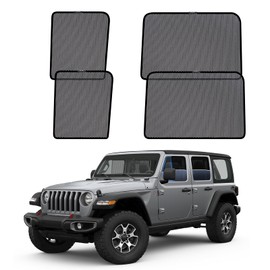 ZATOOTO Car Window Shades for Jeep Wrangler 2019-2024, Car Side Window Sun Shade Breathable Mesh Sun Blocker for Baby, Protection from 99% UV Rays and Glare for Camp Nap Relax(Excluding Hybrids)