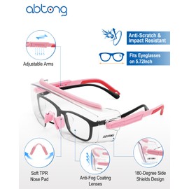 abtong Safety Glasses Over Eyeglasses — ANSI Z87.1 Certified Clear Safety Goggles with UV380 Anti-Fog & Scratch Wraparound Lenses & Adjustable Temples — Ideal for Chemistry Lab Work & Industrial Use