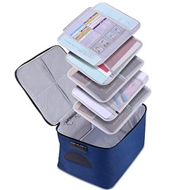 Large File Organizer Bag with Lock(15"x11"x7.8"),Document Holder Bag with Removable Layers for Laptop,Files,Certificates,Cards,Money,Valuables,Oxford Storage Box for Travel Office Home (Royal Blue)