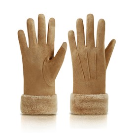 Knuffnee Women's Winter Gloves Fleece Lined Gloves Warm Touchscreen Gloves, brown