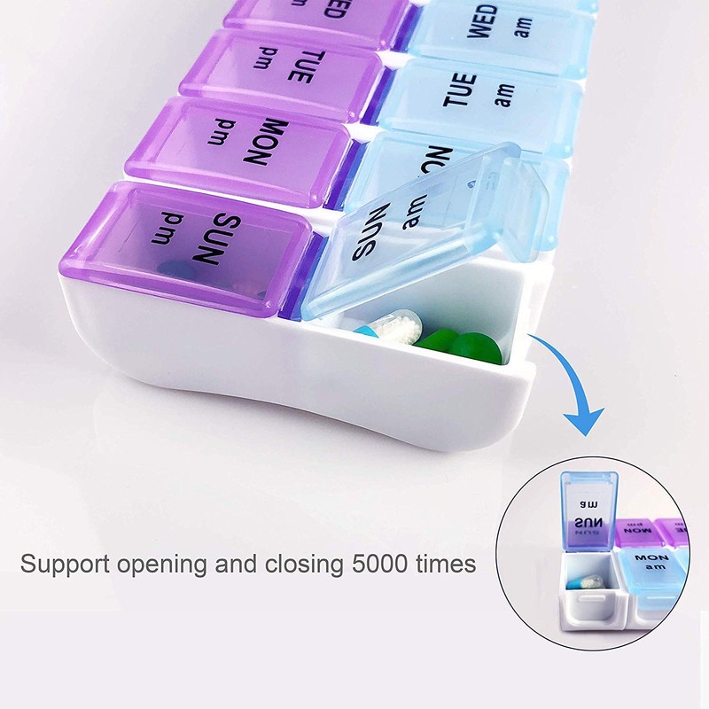 Twice a Day Detachable Weekly Pill Organizer with AM/PM Compartments