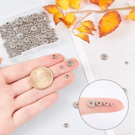 UNICRAFTALE Approx. 120 Pieces 4/5/6/8 mm Flat Round Beads Stainless Steel Beads Flat Round Bracelets Spacer Beads Metal Spacer Beads for Bracelets Necklaces Jewellery Making Stainless Steel Colour