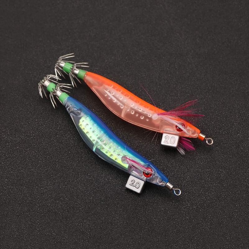 ECSiNG 7PCS Luminous Fishing Lures Squid Octopus Shrimp Baits Prawn