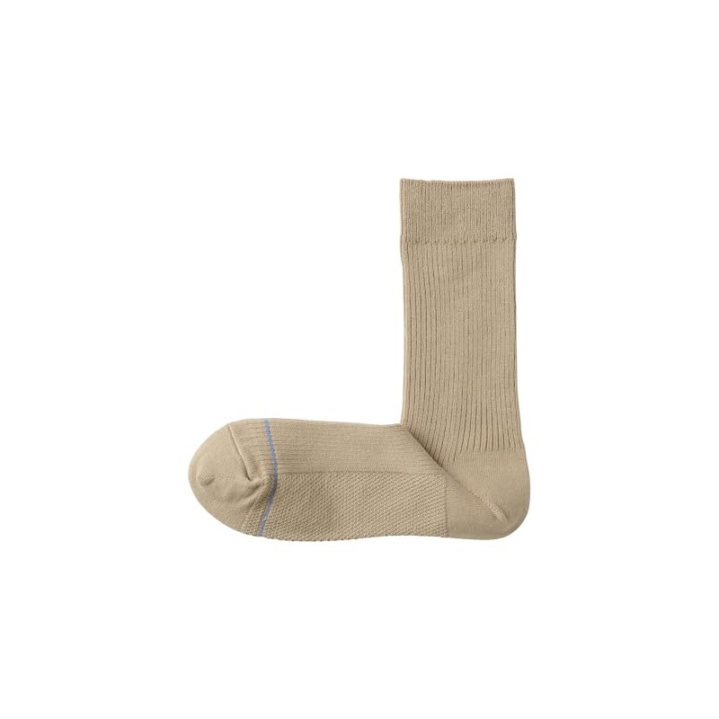 Muji Men's Socks, Right Angle, Smooth Cotton Socks, beige, 27.0