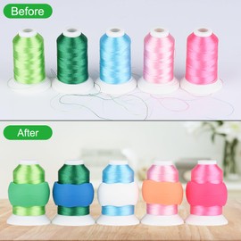 28 Assorted Colors Embroidery Machine Thread with 28 Thread Holder, 500M (550Y) Each Bobbin Polyester Embroidery Threads Kit and Spool Huggers for Sewing & Embroidery Machine- Janome Series 2