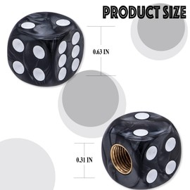 MEAJOO 4PCS Pearl Pattern Dice Tire Valve Stem Caps, Leak-Proof Air Protection | Light-Weight Universal Tire Valve Stem Covers for Cars, SUV, Trucks, Bikes, Motorcycles, Bicycles(Black)