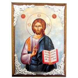 Wooden Greek Christian Orthodox Wood Icon of Jesus Christ / AM30