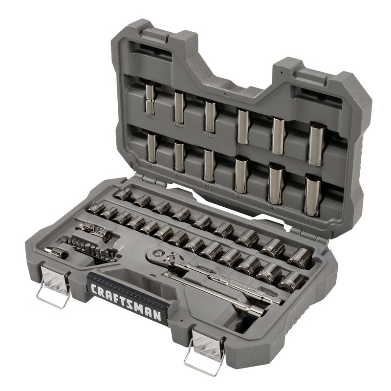 CRAFTSMAN OVERDRIVE 49-Piece Gunmetal Chrome Mechanics Tool Set, Standard SAE/Metric
