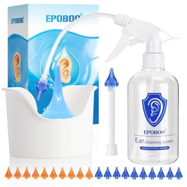 Ear Wax Removal Spray Kit – Safe, Gentle & Effective Ear Irrigation, FSA-HSA-Eligible, 500ml Bottle with Basin, Drying Bulb, 20 Reusable Tips, Rigid Pipe for One-Person & Flex Tube for Family Use