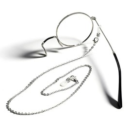 ZHICHUANGW Monoku Butler Cosplay Tool, Right Eye, Silver with Chain, Glasses, Cosplay, Round Glasses, Glasses, No Prescription, Costume, For Photography, Unisex