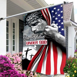 Jesus Flag One Nation Under God Flag 3x5 Ft American Flag With Jesus Christ On It God Flag Double Sided Mirror Printing for Indoor House Yard Outdoor, Unique Christian Faith Patriotic Flag Banner