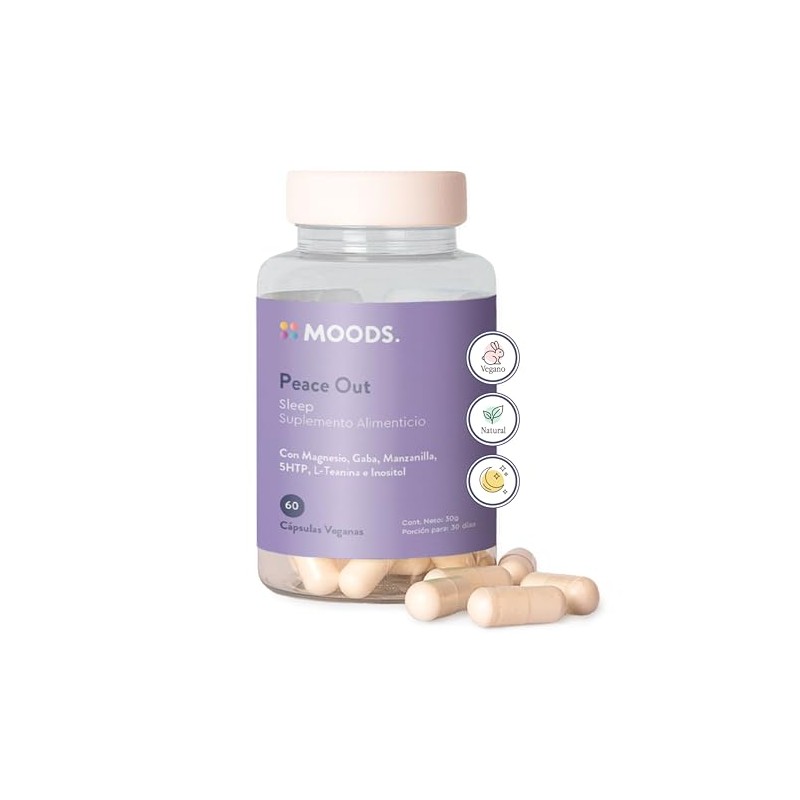 Moods Suplemento Natural Sueño Magnesio Gaba Inositol Manzanilla Htp Teanina