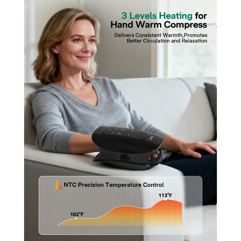 Burrki Hand Massager with Heat, Finger Separation & Stretching Massage