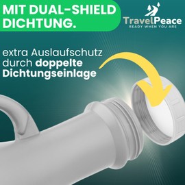 TRAVELPEACE® - Urine Bottle - Premium Complete Set - with Comfort Hygiene Brush - Includes Privacy Bag - Urinal Women and Men