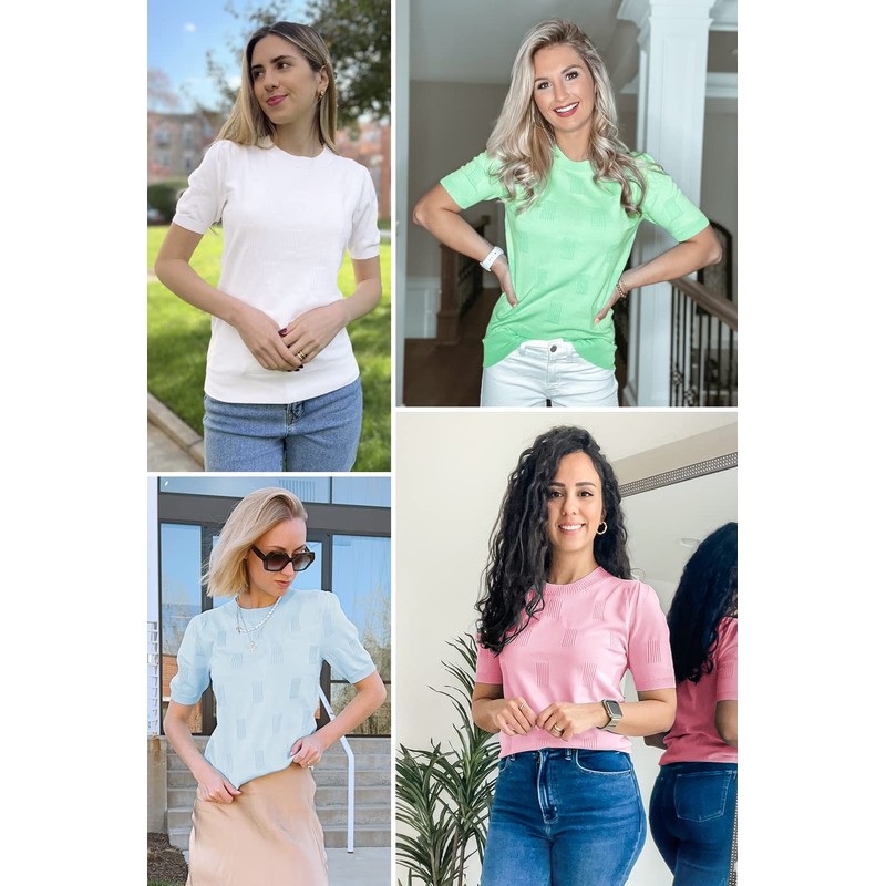 Arach&Cloz Womens Spring Summer Tops 2025 Fashion Short Sleeve Sweaters