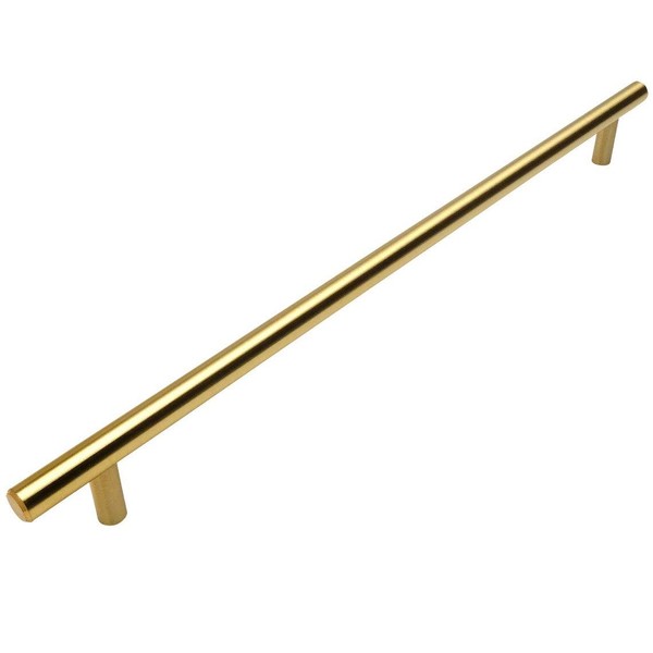 10 Pack - Cosmas 305-320BB Brushed Brass Cabinet Hardware Euro Style Bar Handle Pull - 12-5/8" Inch (320mm) Hole Centers, 15" Overall Length