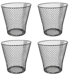Generic SOL MAR Black Wired Mesh Waste Basket 4 Pack 10.75 in Tall (2.72 Gallons = 10.89 Quarts = 10.3 Liters of Volume) Office Classroom Crafts Bathroom Garden Plant Cover Bonus Item Hegatene