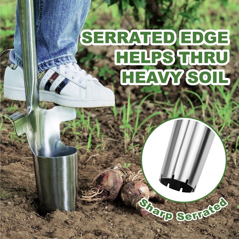 Long Handled Bulb Planter Tool, 37'' Bend-Proof Stainless Steel Bulb