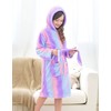 Doctor Unicorn Soft Hooded Rainbow Bathrobe Sleepwear for Girls (Bright