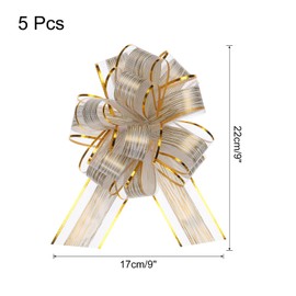 MECCANIXITY 5pcs 7 Inch Large Pull Bow Gift Wrapping Bows Ribbon Organza Bows White for Wedding Baskets Presents Christmas Party