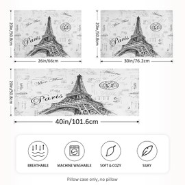 Nander Paris Eiffel Tower Satin Pillowcase for Hair and Skin Cool Soft Silk Pillow Cases No Zipper, 1 PCS Pillow Cover with Envelope Closure - 20x40 inch