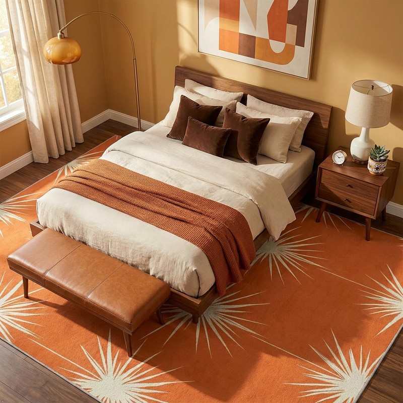 Orange Atomic Throw Rugs for Entryway 2x3