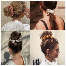 Yheakne Suede Hair Tie Velvet Scrunchies Elastic Scrunchy Hair Bands Rope Soft Bobble Ponytail Holder Hair Accessories for Women and Girls Gifts (Bean pink)