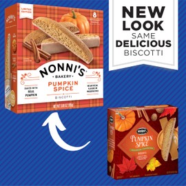 Nonni's Pumpkin Spice Biscotti - Pumpkin Cookies - Pumpkin Biscotti w/Blend of Spices & Dipped in Cinnamon Icing - Individually Wrapped Pumpkin Spice Cookies - Kosher Coffee Cookies - 6.88 oz