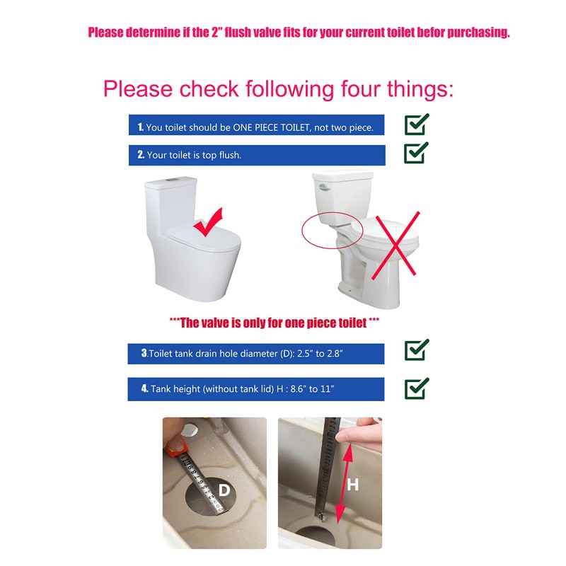 A2501 2-Inch Dual Flush Valve One Piece Toilet Replacement Parts