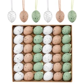 Valery Madelyn 36Pcs Easter Eggs Ornaments for Small Tree Decorations, 1.57'' Nature Beige Green Plastic Easter Eggs Bulk, Shatterproof Decorative Hanging Egg for Easter Decorations Spring Party Decor