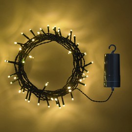 Lights4fun 100er LED Lichterkette warmweiß grünes Kabel Innen Außen mit Timer