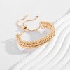 ENSKEFEN Gold Adjustable Bangle Bracelet for Women 14K Gold Plated