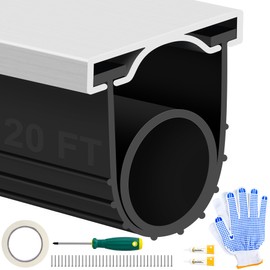 MYFAMIREA 20FT Garage Door Seals Bottom Rubber, Pre-drilled Aluminum Track Retainer Kit Weather Stripping, U+O Ring Weatherproof Threshold Strip Replacement Bottom for Garage Door, 1.57" Width, Black