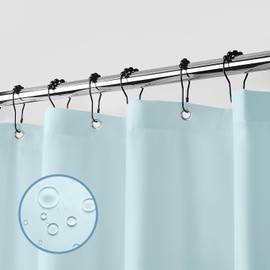 downluxe Waterproof Fabric Shower Curtain Liner, Soft Cloth Shower Liner with 3 Magnets, Machine Washable & Hotel Quality Bathroom Curtain, 70" W x 72" L, Blue