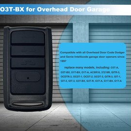O3T-BX Garage Door Opener Remote Control O3T-BX O3T-A, Compatible with Garage Door Opener, Remote 315/390MHZ, 2 Pcs 3 Buttons Replacement O3T-A, 3 Pieces